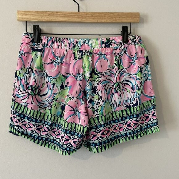 Lilly Pulitzer Katia High Tide Pink Abstract Floral Shorts Size XS Lounge Preppy - Picture 2 of 11